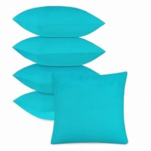 ivaza microfibre soft amp fulffy filled decorative pillowthrow pillow insertssqaure pillows velvet cushion inserts square pillowcushion for sofa car and decorationset of 5 2434 x 2434 aqua