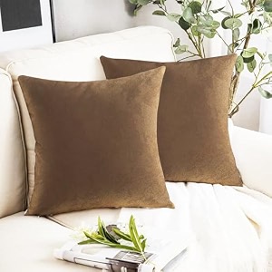 ivaza microfibre soft amp fulffy filled decorative pillowthrow pillow insertssqaure pillows velvet cushion inserts square pillowcushion for sofa car and decorationset of 2 1234 x 1234 dark brown