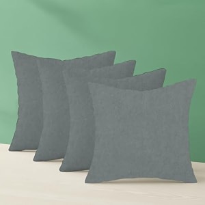 ivaza microfibre soft amp fulffy filled decorative pillowthrow pillow insertssqaure pillows velvet cushion inserts square pillowcushion for sofa car and decorationset of 4 1234 x 1234 grey dark