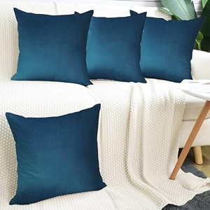 ivaza microfibre soft amp fulffy filled decorative pillowthrow pillow insertssqaure pillows velvet cushion inserts square pillowcushion for sofa car and decorationset of 4 1234 x 1234 navy blue