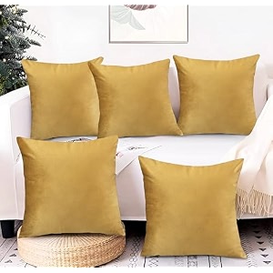 ivaza microfibre soft amp fulffy filled decorative pillowthrow pillow insertssqaure pillows velvet cushion inserts square pillowcushion for sofa car and decorationset of 5 2434 x 2434 brown