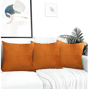 ivaza microfibre soft amp fulffy filled decorative pillowthrow pillow insertssqaure pillows velvet cushion inserts square pillowcushion for sofa car and decorationset of 3 1634 x 1634 burnt orange