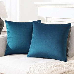 ivaza microfibre soft amp fulffy filled decorative pillowthrow pillow insertssqaure pillows velvet cushion inserts square pillowcushion for sofa car and decorationset of 2 2434 x 2434 navy blue