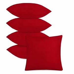 ivaza microfibre soft amp fulffy filled decorative pillowthrow pillow insertssqaure pillows velvet cushion inserts square pillowcushion for sofa car and decorationset of 5 1634 x 1634 red