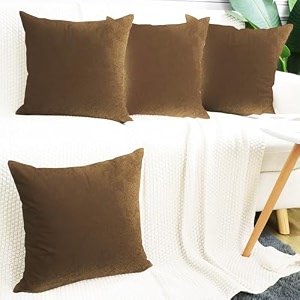 ivaza microfibre soft amp fulffy filled decorative pillowthrow pillow insertssqaure pillows velvet cushion inserts square pillowcushion for sofa car and decorationset of 4 1634 x 1634 dark brown