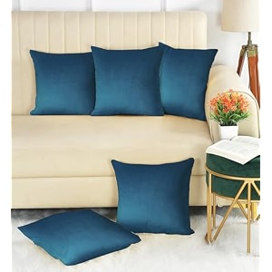 ivaza microfibre soft amp fulffy filled decorative pillowthrow pillow insertssqaure pillows velvet cushion inserts square pillowcushion for sofa car and decorationset of 5 1234 x 1234 navy blue