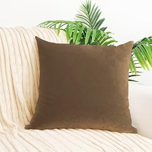ivaza microfibre soft amp fulffy filled decorative pillowthrow pillow insertssqaure pillows velvet cushion inserts square pillowcushion for sofa car and decorationset of 1 1234 x 1234 dark brown