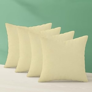 ivaza microfibre soft amp fulffy filled decorative pillowthrow pillow insertssqaure pillows velvet cushion inserts square pillowcushion for sofa car and decorationset of 4 2434 x 2434 beige