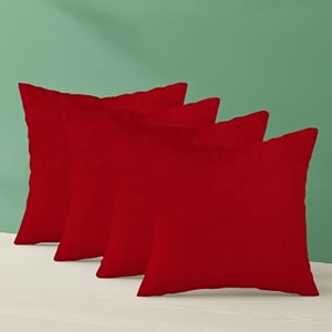 ivaza microfibre soft amp fulffy filled decorative pillowthrow pillow insertssqaure pillows velvet cushion inserts square pillowcushion for sofa car and decorationset of 4 1234 x 1234 red