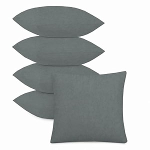 ivaza microfibre soft amp fulffy filled decorative pillowthrow pillow insertssqaure pillows velvet cushion inserts square pillowcushion for sofa car and decorationset of 5 1634 x 1634 grey dark