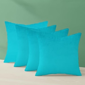 ivaza microfibre soft amp fulffy filled decorative pillowthrow pillow insertssqaure pillows velvet cushion inserts square pillowcushion for sofa car and decorationset of 4 1234 x 1234 aqua