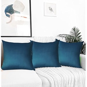 ivaza microfibre soft amp fulffy filled decorative pillowthrow pillow insertssqaure pillows velvet cushion inserts square pillowcushion for sofa car and decorationset of 3 1634 x 1634 navy blue