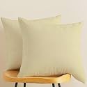 IVAZA Microfibre Soft &amp; Fulffy Filled Decorative Pillow/Throw Pillow Inserts,Sqaure Pillows Velvet Cushion Inserts Square Pillow,Cushion for Sofa, Car and DecorationSet of 2 (16" x 16") Beige