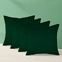 IVAZA Microfibre Soft &amp; Fulffy Filled Decorative Pillow/Throw Pillow Inserts,Sqaure Pillows Velvet Cushion Inserts Square Pillow,Cushion for Sofa, Car and DecorationSet of 1 (12" x 12") Emerd Green