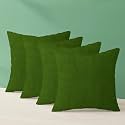 IVAZA Microfibre Soft &amp; Fulffy Filled Decorative Pillow/Throw Pillow Inserts,Sqaure Pillows Velvet Cushion Inserts Square Pillow,Cushion for Sofa, Car and DecorationSet of 4 (16" x 16") Light Green