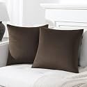 IVAZA Microfibre Soft &amp; Fulffy Filled Decorative Pillow/Throw Pillow Inserts,Sqaure Pillows Velvet Cushion Inserts Square Pillow,Cushion for Sofa, Car and DecorationSet of 2 (16" x 16") Dark Coffee