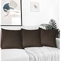 IVAZA Microfibre Soft &amp; Fulffy Filled Decorative Pillow/Throw Pillow Inserts,Sqaure Pillows Velvet Cushion Inserts Square Pillow,Cushion for Sofa, Car and DecorationSet of 3 (16" x 16") Dark Coffee