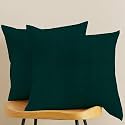 IVAZA Microfibre Soft &amp; Fulffy Filled Decorative Pillow/Throw Pillow Inserts,Sqaure Pillows Velvet Cushion Inserts Square Pillow,Cushion for Sofa, Car and DecorationSet of 2 (24" x 24") Dark Green