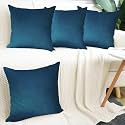 IVAZA Microfibre Soft &amp; Fulffy Filled Decorative Pillow/Throw Pillow Inserts,Sqaure Pillows Velvet Cushion Inserts Square Pillow,Cushion for Sofa, Car and DecorationSet of 4 (12" x 12") Navy Blue