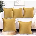 IVAZA Microfibre Soft &amp; Fulffy Filled Decorative Pillow/Throw Pillow Inserts,Sqaure Pillows Velvet Cushion Inserts Square Pillow,Cushion for Sofa, Car and DecorationSet of 5 (12" x 12") Brown