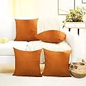 IVAZA Microfibre Soft &amp; Fulffy Filled Decorative Pillow/Throw Pillow Inserts,Sqaure Pillows Velvet Cushion Inserts Square Pillow,Cushion for Sofa, Car and DecorationSet of 5 (24" x 24") Burnt Orange