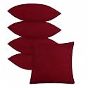 IVAZA Microfibre Soft &amp; Fulffy Filled Decorative Pillow/Throw Pillow Inserts,Sqaure Pillows Velvet Cushion Inserts Square Pillow,Cushion for Sofa, Car and DecorationSet of 5 (24" x 24") Wine