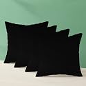 IVAZA Microfibre Soft & Fulffy Filled Decorative Pillow/Throw Pillow Inserts,Sqaure Pillows Velvet Cushion Inserts Square Pillow,Cushion for Sofa, Car and DecorationSet of 4 (12" x 12") Black