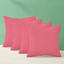 IVAZA Microfibre Soft &amp; Fulffy Filled Decorative Pillow/Throw Pillow Inserts,Sqaure Pillows Velvet Cushion Inserts Square Pillow,Cushion for Sofa, Car and DecorationSet of 4 (16" x 16") Pink