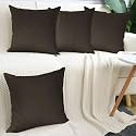 IVAZA Microfibre Soft &amp; Fulffy Filled Decorative Pillow/Throw Pillow Inserts,Sqaure Pillows Velvet Cushion Inserts Square Pillow,Cushion for Sofa, Car and DecorationSet of 4 (24" x 24") Dark Coffee