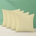 IVAZA Microfibre Soft &amp; Fulffy Filled Decorative Pillow/Throw Pillow Inserts,Sqaure Pillows Velvet Cushion Inserts Square Pillow,Cushion for Sofa, Car and DecorationSet of 4 (16" x 16") Beige