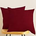 IVAZA Microfibre Soft &amp; Fulffy Filled Decorative Pillow/Throw Pillow Inserts,Sqaure Pillows Velvet Cushion Inserts Square Pillow,Cushion for Sofa, Car and DecorationSet of 2 (12" x 12") Wine