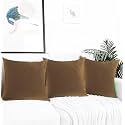 IVAZA Microfibre Soft &amp; Fulffy Filled Decorative Pillow/Throw Pillow Inserts,Sqaure Pillows Velvet Cushion Inserts Square Pillow,Cushion for Sofa, Car and DecorationSet of 3 (24" x 24") Dark Brown