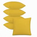 IVAZA Microfibre Soft &amp; Fulffy Filled Decorative Pillow/Throw Pillow Inserts,Sqaure Pillows Velvet Cushion Inserts Square Pillow,Cushion for Sofa, Car and DecorationSet of 5 (12" x 12") Gold