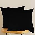 IVAZA Microfibre Soft &amp; Fulffy Filled Decorative Pillow/Throw Pillow Inserts,Sqaure Pillows Velvet Cushion Inserts Square Pillow,Cushion for Sofa, Car and DecorationSet of 2 (24" x 24") Black