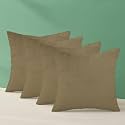 IVAZA Microfibre Soft &amp; Fulffy Filled Decorative Pillow/Throw Pillow Inserts,Sqaure Pillows Velvet Cushion Inserts Square Pillow,Cushion for Sofa, Car and DecorationSet of 4 (16" x 16") Stone