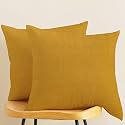 IVAZA Microfibre Soft &amp; Fulffy Filled Decorative Pillow/Throw Pillow Inserts,Velvet Cushion Inserts Square Pillow,Cushion for Sofa, Car and DecorationSet of 2 (24" x 24") Mustard Yellow