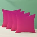 IVAZA Microfibre Soft &amp; Fulffy Filled Decorative Pillow/Throw Pillow Inserts,Sqaure Pillows Velvet Cushion Inserts Square Pillow,Cushion for Sofa, Car and DecorationSet of 4 (16" x 16") Hot Pink