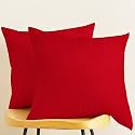 IVAZA Microfibre Soft &amp; Fulffy Filled Decorative Pillow/Throw Pillow Inserts,Sqaure Pillows Velvet Cushion Inserts Square Pillow,Cushion for Sofa, Car and DecorationSet of 2 (12" x 12") Red