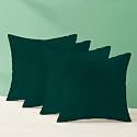 IVAZA Microfibre Soft &amp; Fulffy Filled Decorative Pillow/Throw Pillow Inserts,Sqaure Pillows Velvet Cushion Inserts Square Pillow,Cushion for Sofa, Car and DecorationSet of 4 (12" x 12") Dark Green