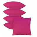 IVAZA Microfibre Soft &amp; Fulffy Filled Decorative Pillow/Throw Pillow Inserts,Sqaure Pillows Velvet Cushion Inserts Square Pillow,Cushion for Sofa, Car and DecorationSet of 5 (16" x 16") Hot Pink