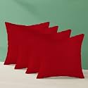 IVAZA Microfibre Soft &amp; Fulffy Filled Decorative Pillow/Throw Pillow Inserts,Sqaure Pillows Velvet Cushion Inserts Square Pillow,Cushion for Sofa, Car and DecorationSet of 4 (16" x 16") Red