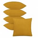 IVAZA Microfibre Soft &amp; Fulffy Filled Decorative Pillow/Throw Pillow Inserts,Velvet Cushion Inserts Square Pillow,Cushion for Sofa, Car and DecorationSet of 5 (16" x 16") Mustard Yellow
