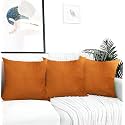 IVAZA Microfibre Soft &amp; Fulffy Filled Decorative Pillow/Throw Pillow Inserts,Sqaure Pillows Velvet Cushion Inserts Square Pillow,Cushion for Sofa, Car and DecorationSet of 3 (12" x 12") Burnt Orange