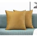 IVAZA Microfibre Soft &amp; Fulffy Filled Decorative Pillow/Throw Pillow Inserts,Sqaure Pillows Velvet Cushion Inserts Square Pillow,Cushion for Sofa, Car and DecorationSet of 2 (16" x 16") Brown