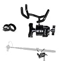 Microphone Boom Pole Mounting Kit with Cradle and 2.5-inch Grip Head - Sturdy Metal Holder for C-Stands and Mic Stands - Audio Recording and Boompole Support - black