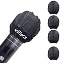 Microphone Cover 400pcs (200 pairs) Microphone Covers Disposable Individually Wrapped Mic Cover For Sanitary Mic Covers Disposable For Mic Microphone Windscreen &amp; Pop Filters Black (400 pack-Black)