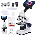 Microscope for Kids &amp; Adults, 40X-2500X High-Power Compound Microscope for Students (Gray White)