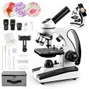 Microscope for Adults Kids 40X-2000X Compound Monocular Microscope for Students School Laboratory Home Education with Slides Set Phone Adapter