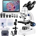 Microscope for Adults WF10x and WF25x eyepieces, 40X-2000X Magnification USB Camera, Microscope for Adults Suitable for Laboratory School Home Education（White microscope）