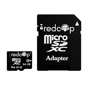 redcop microsdxc memory card 64gb with full size adapter  upto 150mbs class 10 uhs-1 v30 a1 5 year warranty high-speed storage sd card for smartphones cameras laptops gaming devices amp drones